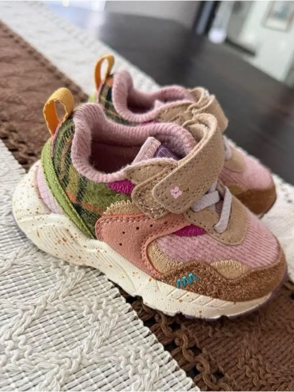 NEXT US Infant Pink Multi Elastic Lace Touch Fasten Trainers Sneakers